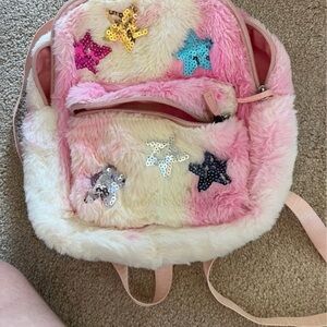 Pink and Cream Kids Backpack with Glitter Star